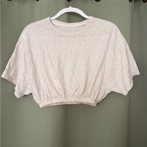 Aerie Cream Boxy Crop T-Shirt